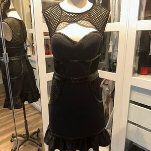 bebe Black Mesh Mini Dress